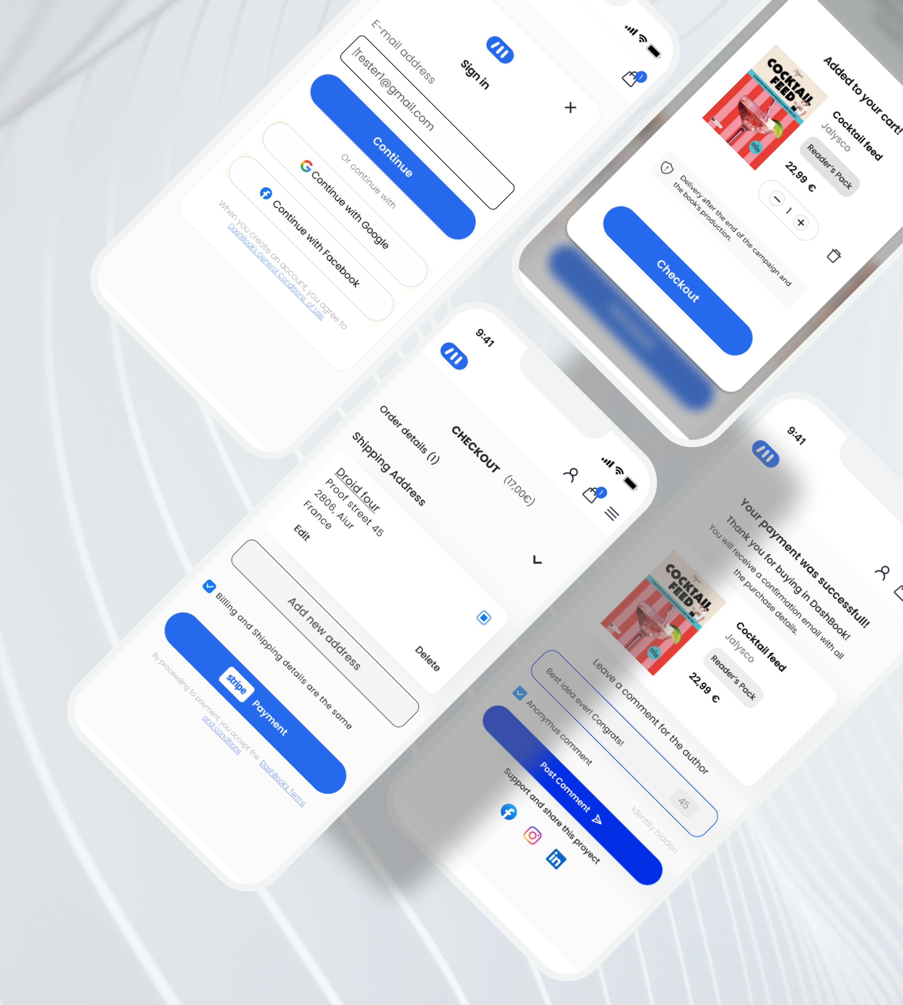 blurry photo of sunset over ocean with logo on top